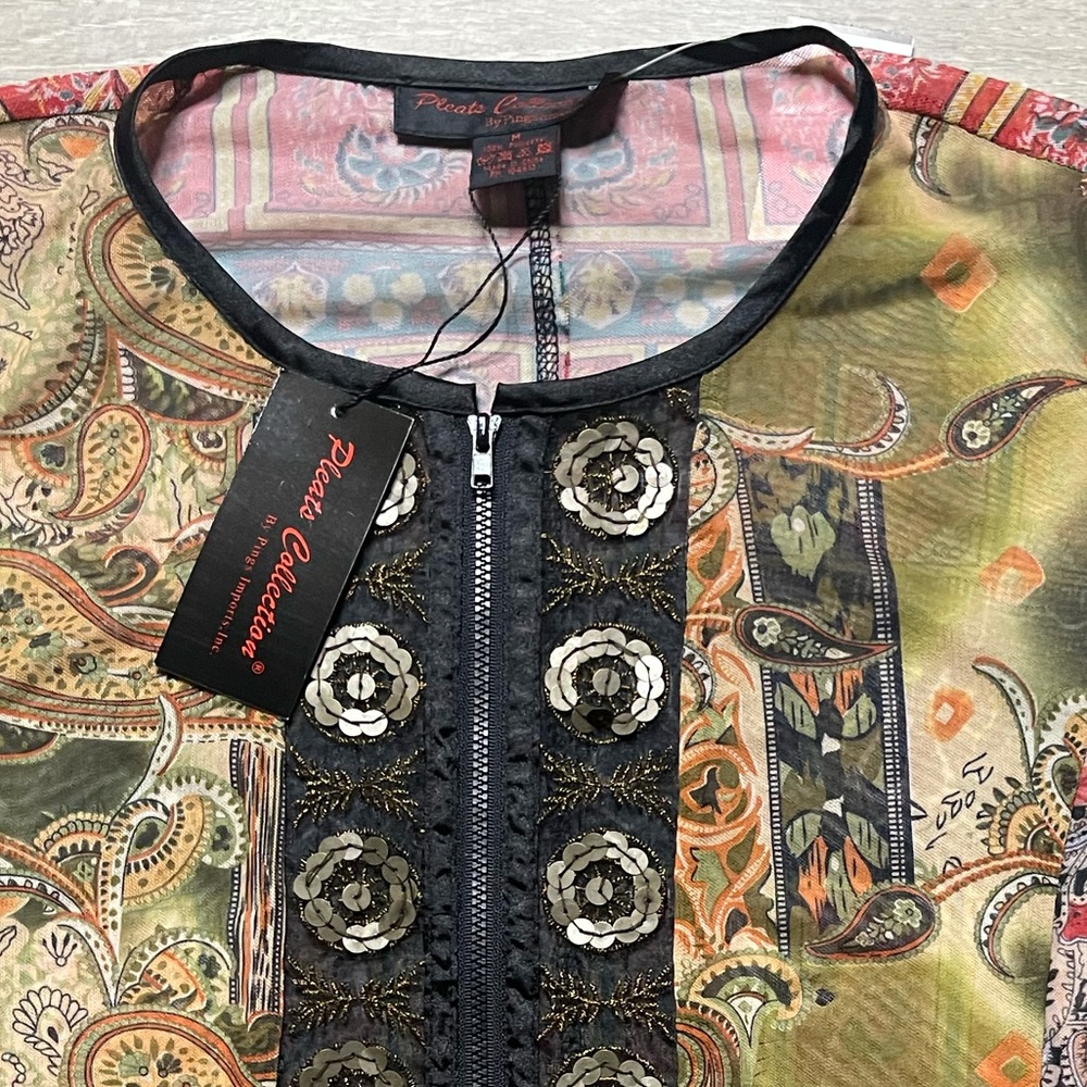 Pleats collection NWT paisley long sleeve blouse medium - Picture 4 of 8